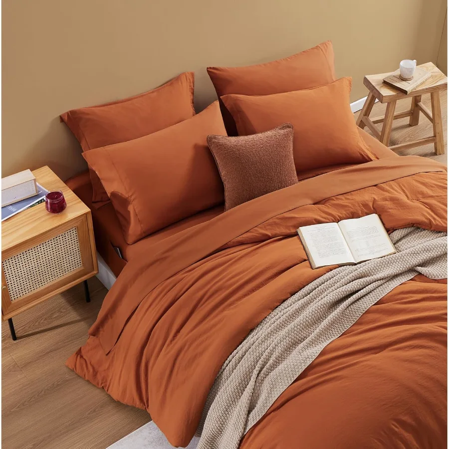 7-Piece Bed in a Bag in Burnt Orange, Queen, detail view