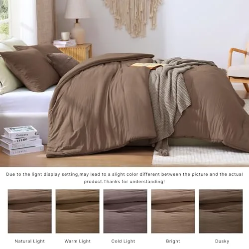 3-Piece Comforter Set in Brown, Queen, detail view
