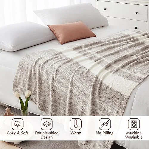 Comforter + Throw Bundles in Taupe, Light Grey, detail view