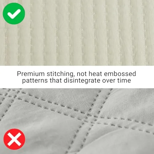 Lightweight Quilt Set in Almond Oatmeal, Queen, detail view