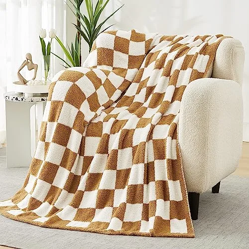 Checkered Knit Throw, detail view