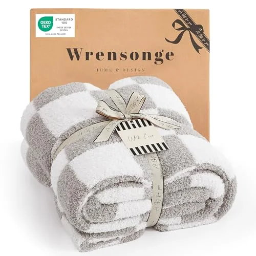 Checkered Knit Throw in Aspen Grey