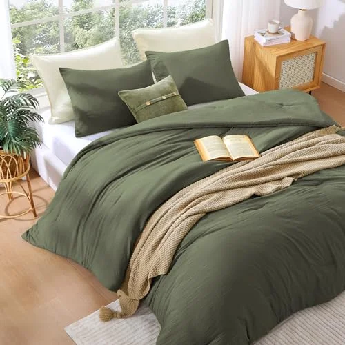 Twin 2-Piece Set in Army Olive Green, Twin/Twin XL, detail view