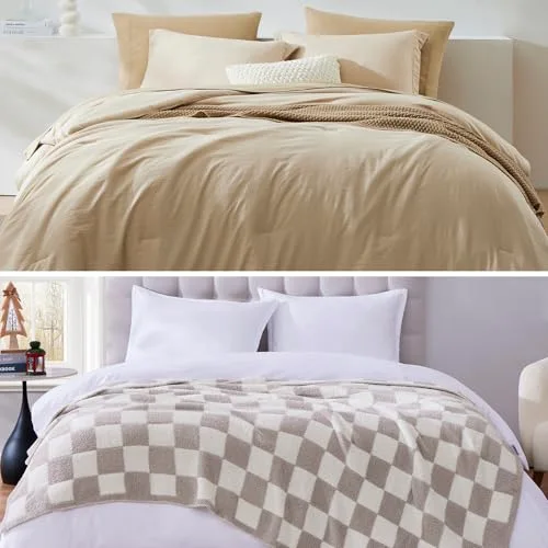Comforter + Throw Bundles in Beige