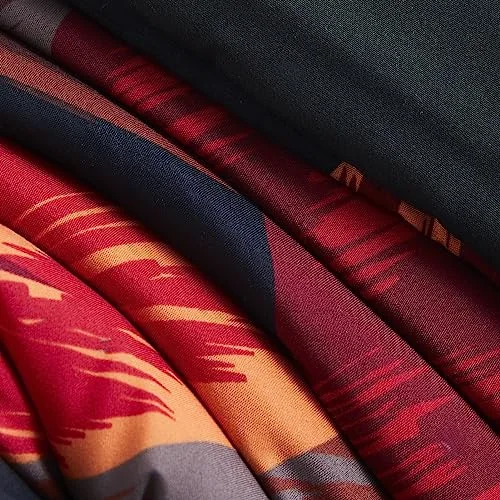 Printed Comforter Sets in Red Black Flower, Queen, detail view