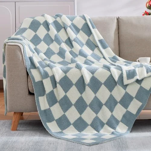 Checkered Knit Throw, detail view