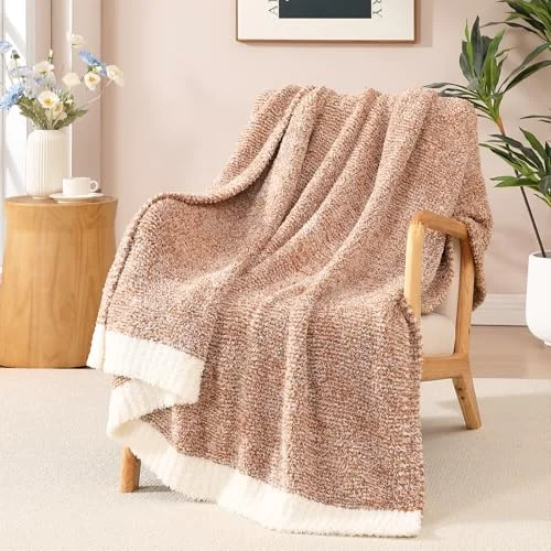 Reversible Knit Throw in Aesthetic Burnt Orange
