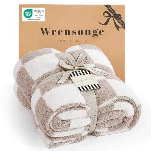 Checkered Knit Throw in Art Taupe